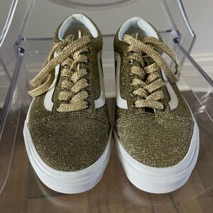 Vans Gold Glitter Sneakers Classic Low-Top Style